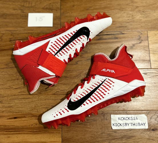 Nike Alpha Menace Pro 2 Red White Football Cleats BV3945-105 Men size 15