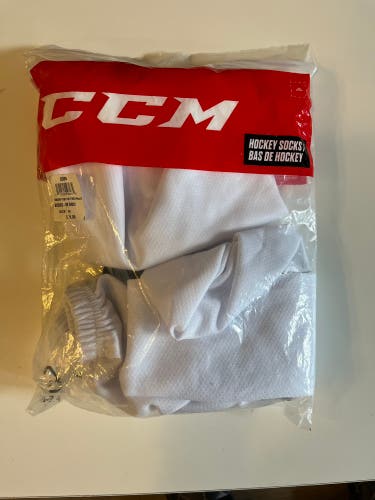 White New Large CCM  SX5000 Socks 30”