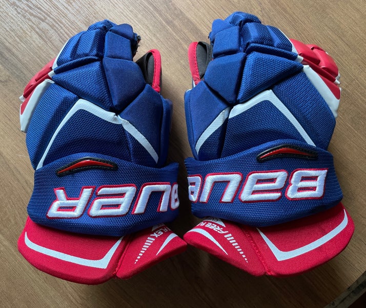 New Bauer 15" Vapor 1X Blue/Red/White Hockey Gloves