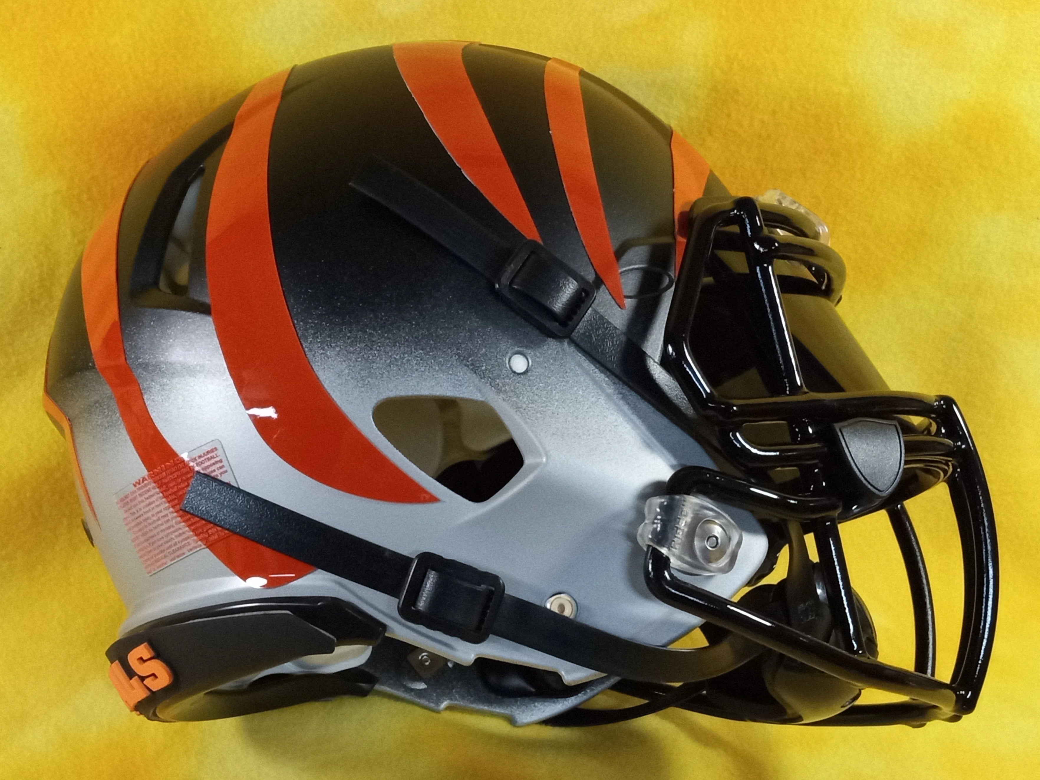 Cincinnati Bengals CUSTOM Matte Black Orange Stripes Mini Football Helmet