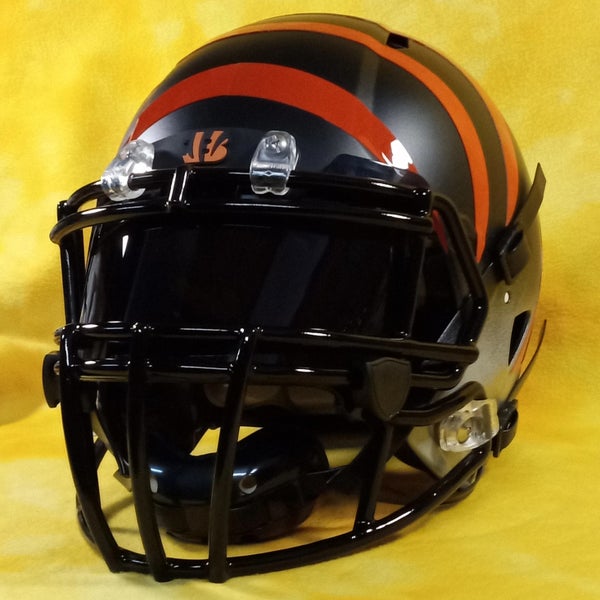 Cincinnati Bengals CUSTOM Matte Black Orange Stripes Mini Football Helmet