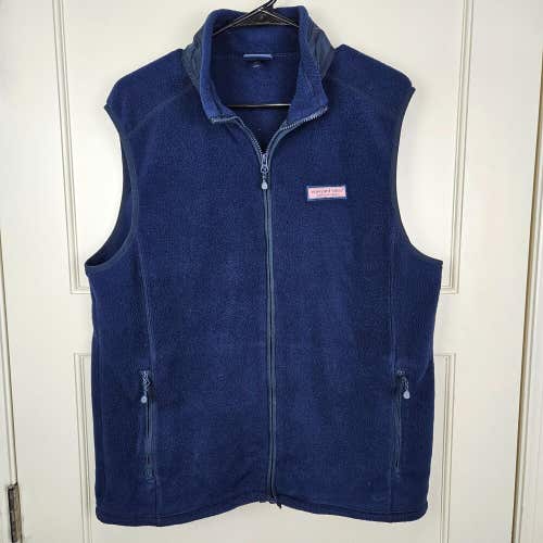 Vineyard Vines Men's Navy Blue Fleece Vest Full Zip Size: M