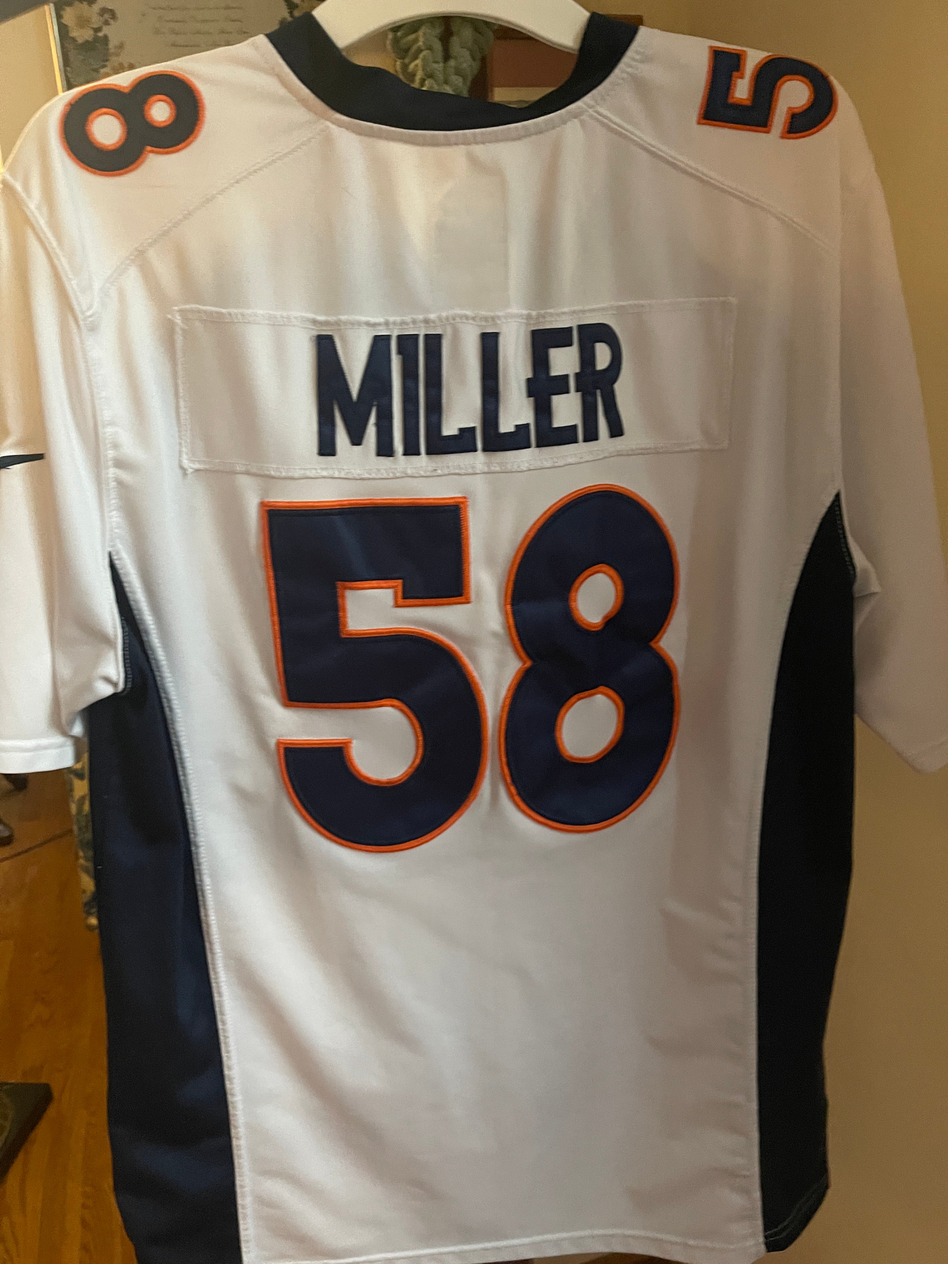Nike Denver Broncos No58 Von Miller White Men's Stitched NFL New Elite Gold Jersey