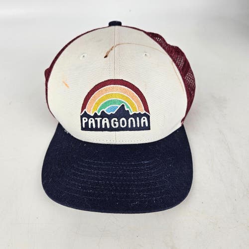 PATAGONIA Snapback Rainbow Trucker Hat Burgundy Cap Adjustable