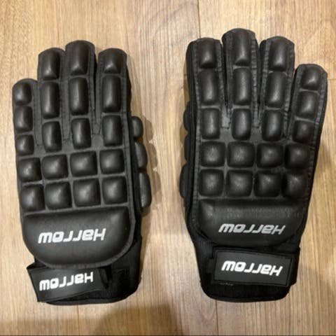 Used Harrow Double Down Field Hockey Gloves - Black Size Medium