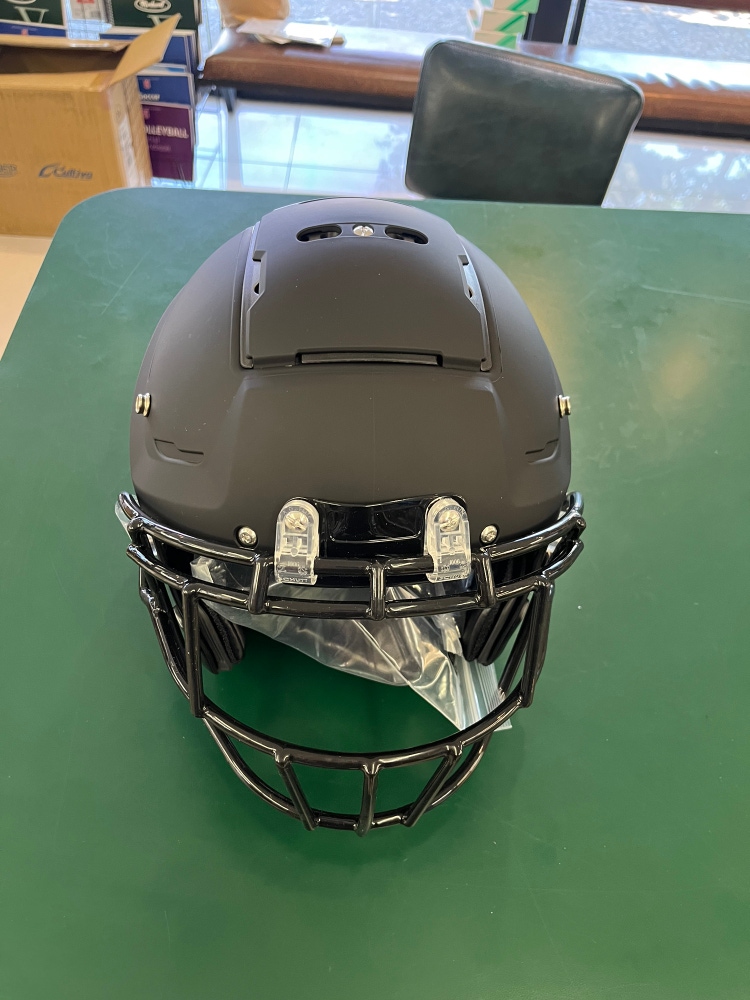 New Schutt F7 Collegiate Football Helmet Painted Matte Black with Black Facemask Size Large