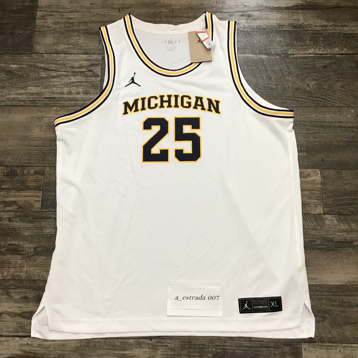 NWT Nike Jordan Michigan Wolverines White #25 Basketball Jersey Size XL CD3152