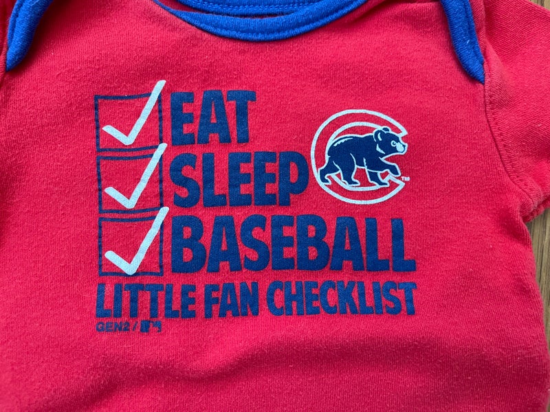 Chicago Cubs MLB BASEBALL EAT SLEEP BASEBALL Boys Size 3-6M Baby