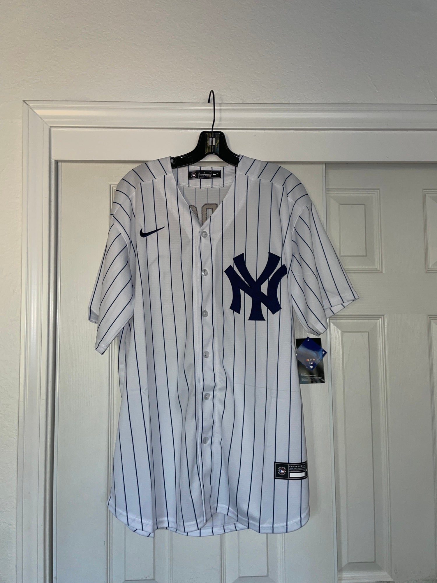 Men's Nike Yogi Berra New York Yankees Cooperstown Collection Navy  Pinstripe Jersey