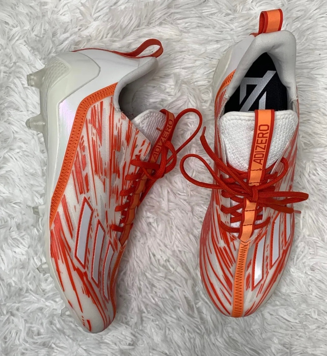 Size 12.5 Men’s Adidas Adizero Elite Football Cleats Orange White  RARE