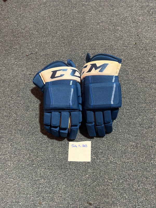 Game Used Blue CCM HG97 Pro Stock Gloves Colorado Avalanche Team Issued 15”