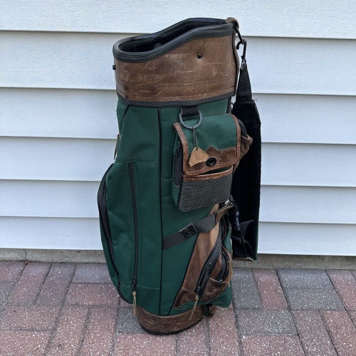 READ Vintage Datrek Classic Golf Cart Bag Genuine Leather Dark Green USA Made