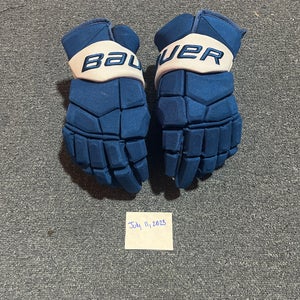 Game Used Blue Bauer UltraSonic Pro Stock Gloves Colorado Avalanche Toews 14” Read Description