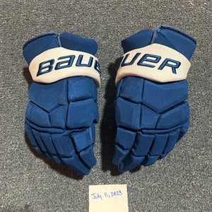 Game Used Blue Bauer UltraSonic Pro Stock Gloves Colorado Avalanche Toews 14”
