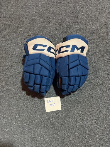 Game Used Blue CCM HGTKPP Pro Stock Gloves Colorado Avalanche #20 14”