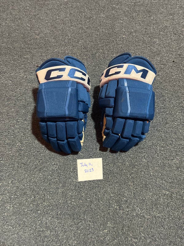Game Used Blue CCM HG97 Pro Stock Gloves Colorado Avalanche #41 14”