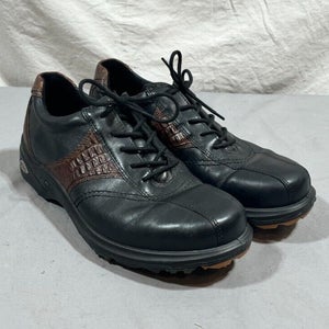 ECCO Black & Brown Leather High-Quality Golf Shoes EU 41 US Men's 8 EXCELLENT