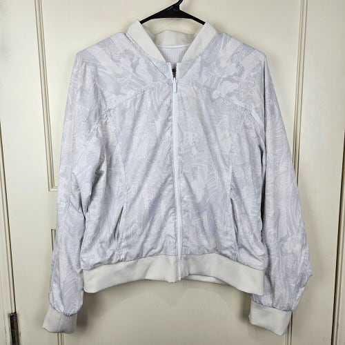 Lululemon Bombs Away Women's White Gray Reversible Bomber Jacket Size: 10