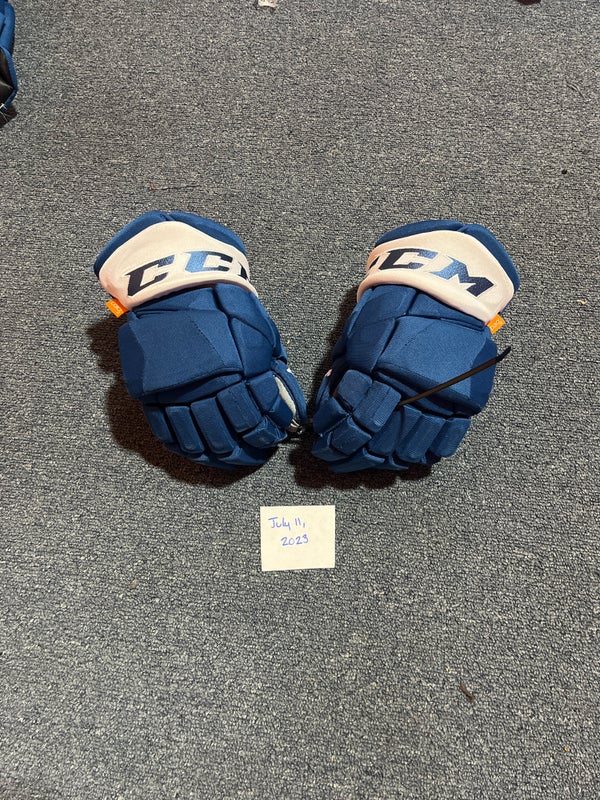 Game Used Blue CCM HGPJSPP Pro Stock Gloves Colorado Avalanche #14 14”