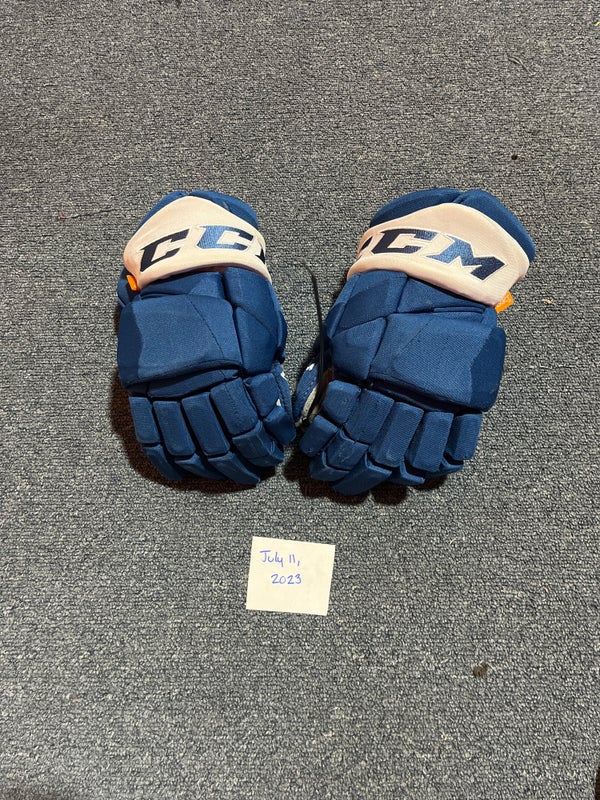 Game Used Blue CCM HGPJSPP Pro Stock Gloves Colorado Avalanche #54 14”