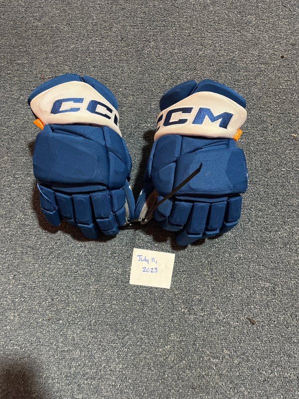 Game Used Blue CCM HGPJSPP Pro Stock Gloves Colorado Avalanche #36 14”