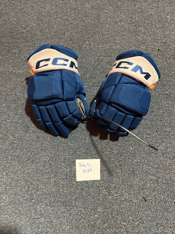 Game Used Blue CCM HGPJSPP Pro Stock Gloves Colorado Avalanche #38 14”