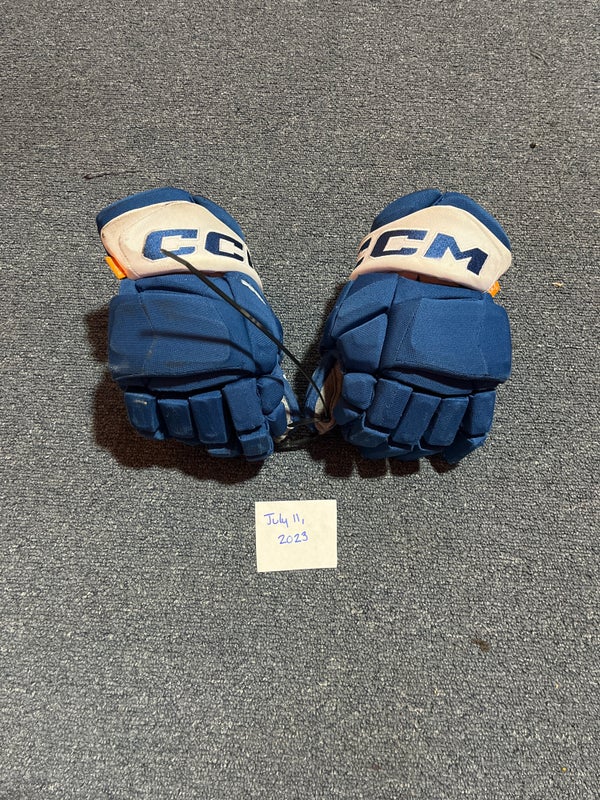 Game Used Blue CCM HGPJSPP Pro Stock Gloves Colorado Avalanche #75 13”