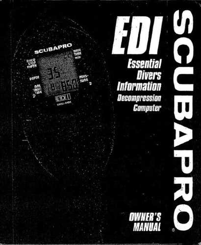 Scubapro EDI 51 Page Scuba Dive Computer Printed Manual