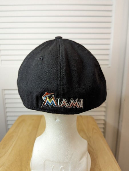 Miami Marlins Hat New Era 39Thirty 3930 Cap Size L/XL Black/Orange