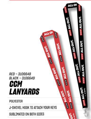 CCM Hockey Lanyard - 2 Pack (1 Red & 1 Black)