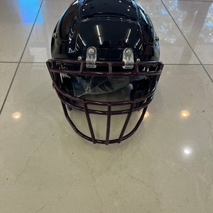 New Schutt F7 Collegiate Football Helmet Painted Gloss Black with Maroon Facemask Size Large