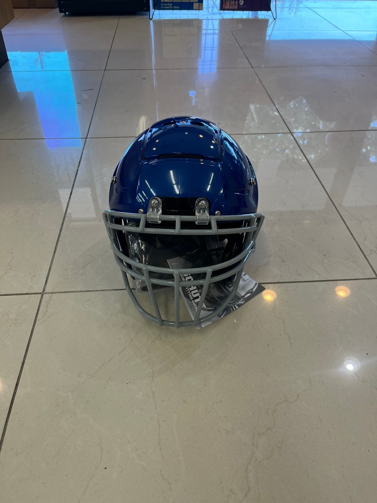 New Schutt F7 Collegiate Football Helmet Painted Metallic Royal with Grey Facemask Size XLarge