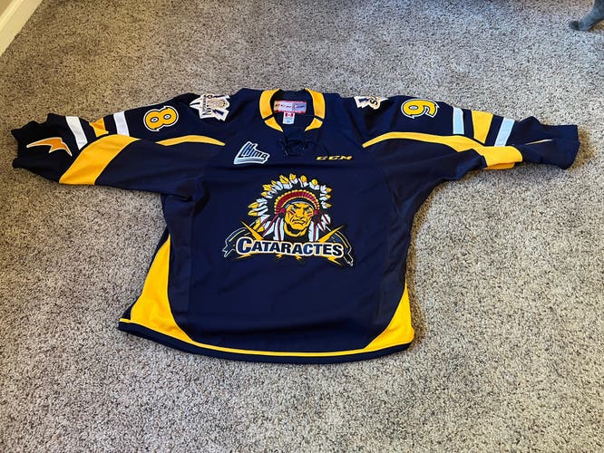 QMJHL Shawinigan Cataracts Roganov Game Jersey Blue Used Size 56 CCM QuickLite Jersey