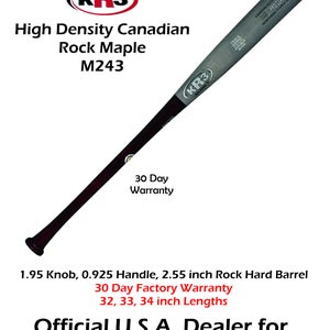 KR3 PRO C243 High Density Maple 34 inch Wood Bat (-3) 31.5 oz C243