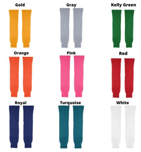 New Senior CCM Knit Solid Socks 28" in red, orange, pink and kelly green