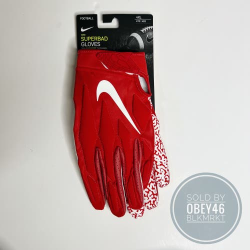 Nike Superbad 5.0 Football Gloves Mens Medium University Red/White  4XL