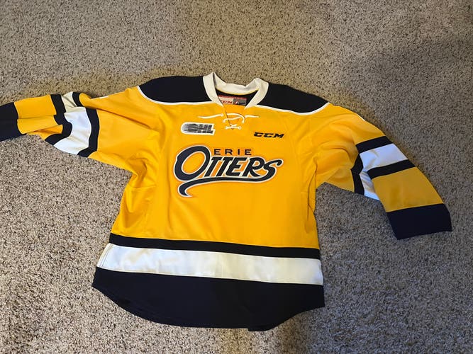 OHL Erie Otters Jamie Drysdale Yellow Size 54 CCM QuickLite Jersey