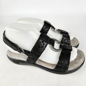 Alegria Sandals JUL-641 Black Floral Leather Julie Riches Women's Size: 38 / 8