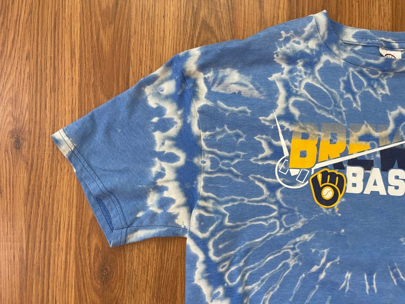 Milwaukee Brewers MLB BASEBALL SUPER AWESOME REVERSE TIE DYE Size Large T  Shirt!