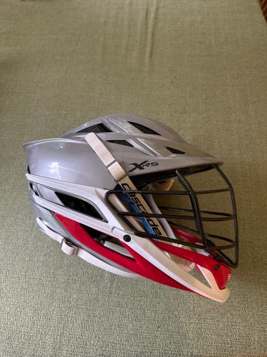 New Cascade XRS Helmet- Silver Shell, Red and White Chin