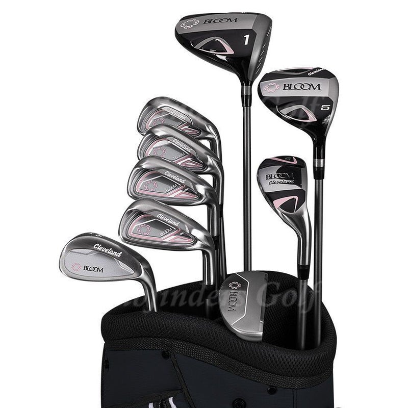 NEW Lady Cleveland Bloom 2023 Black/Pink 9 Piece Complete Club Set w/ Cart Bag