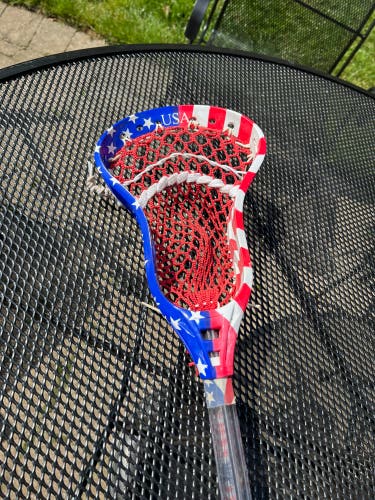 Red White & Blue dyed lacrosse stick w/American flag ghost shaft