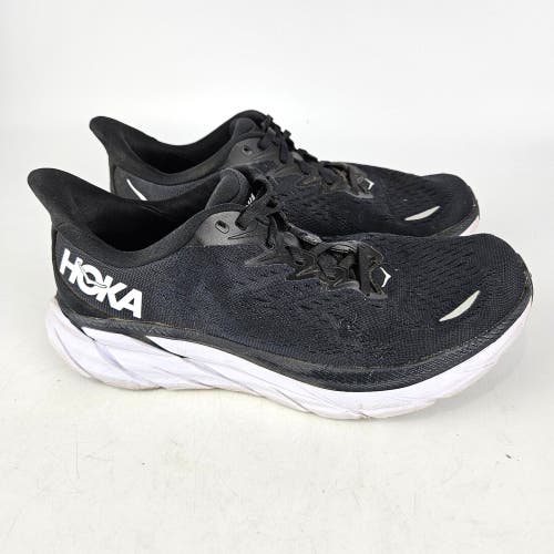 Hoka One One Clifton 8 Running Shoes Black/White Women's Size 8 D Sneakers