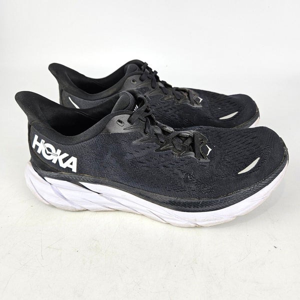 Hoka One One Clifton 8 Running Shoes Black/White Women's Size 8 D