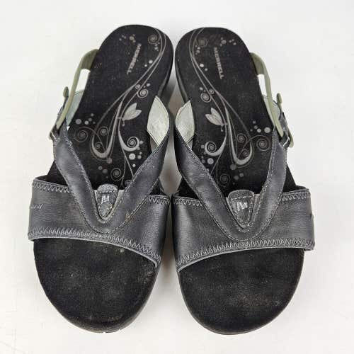 Merrell Clara Women's Performance Slide Sandals Black Leather Slip On Size: 8