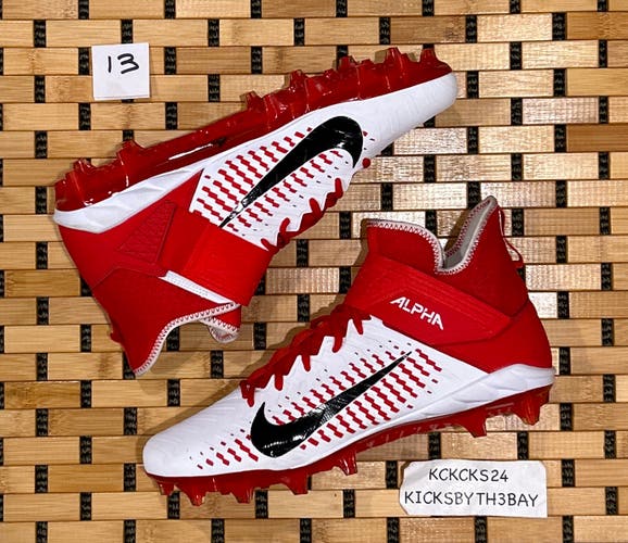 Nike Alpha Menace Pro 2 Red White Football Cleats BV3945-105 Men size 13