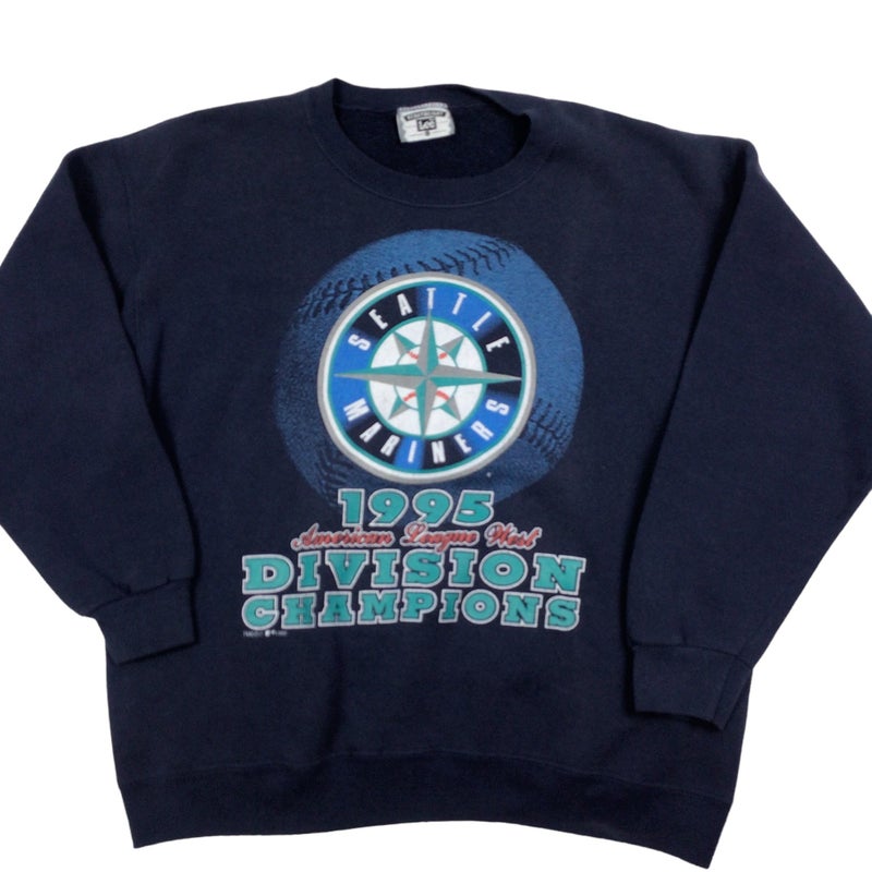 90s Seattle Mariners Vintage MLB Hoodie. Navy and Gray. Large