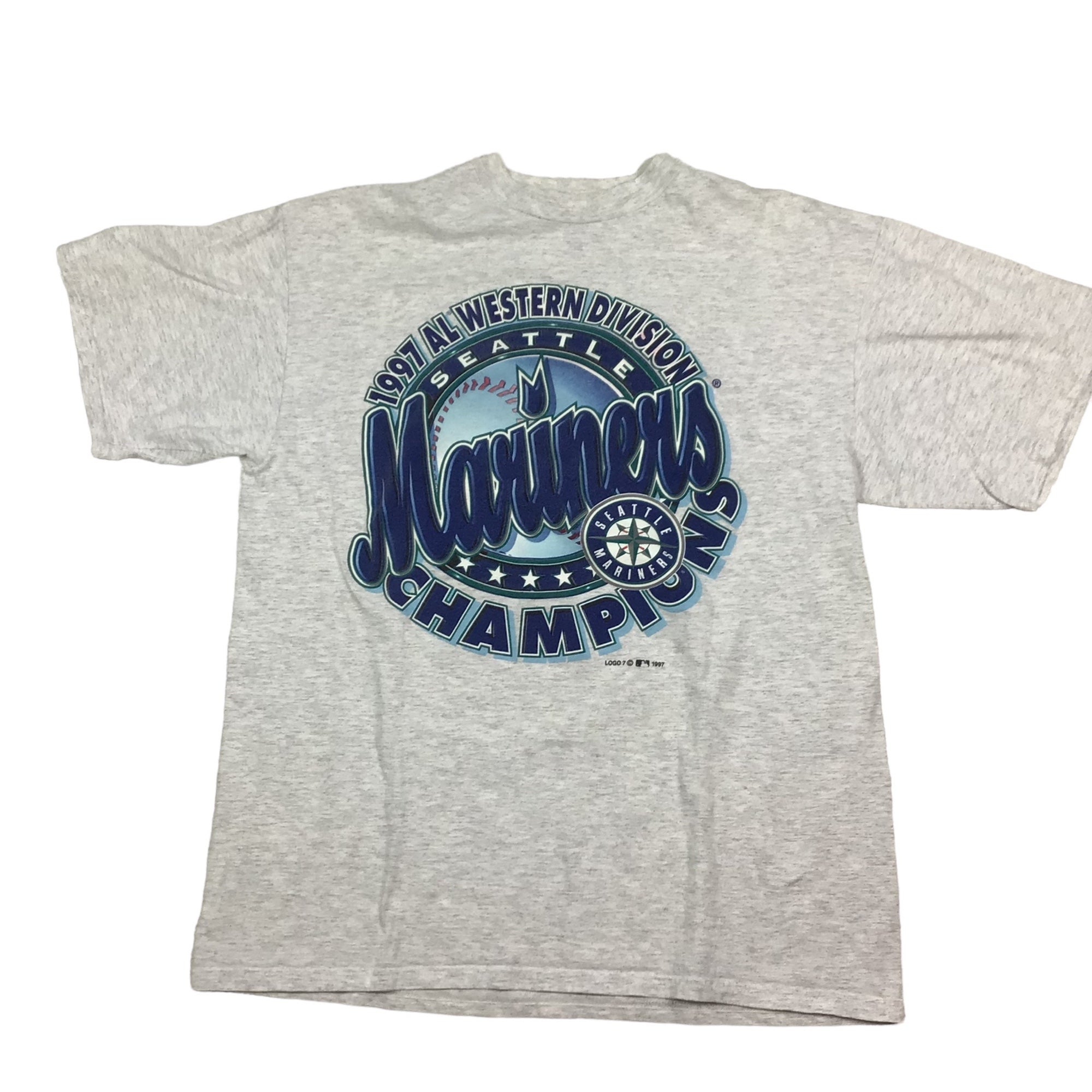 Vintage, Shirts, Vintage Seattle Mariners 997 Newspaper Print Graphic  Tshirt Al West Champions