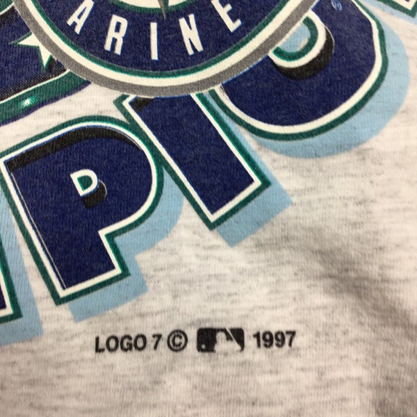 Vintage 90s White MLB Seattle Mariners 1997 Division Champs T