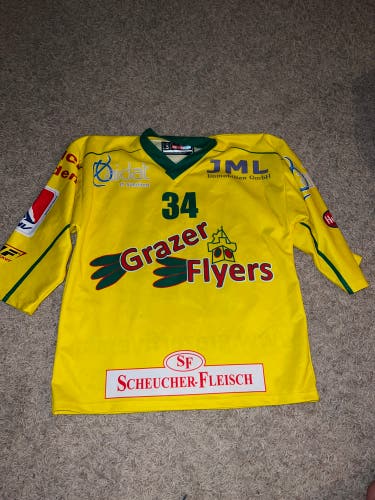 Game Worn European League Yellow Used Small Jersey